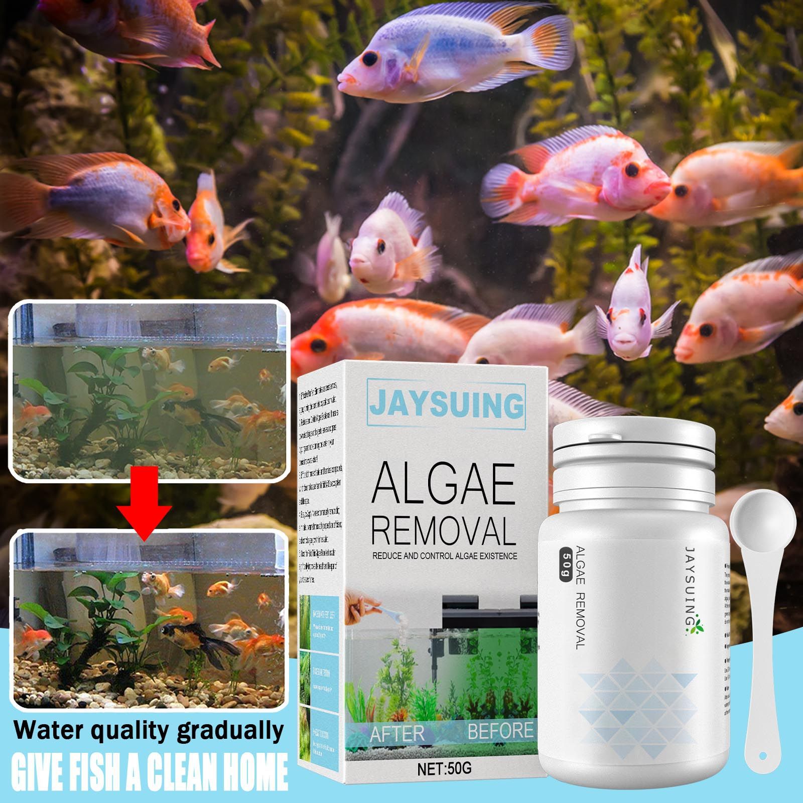 Aquarium Moss - Polvo eliminador de algas para acuarios,