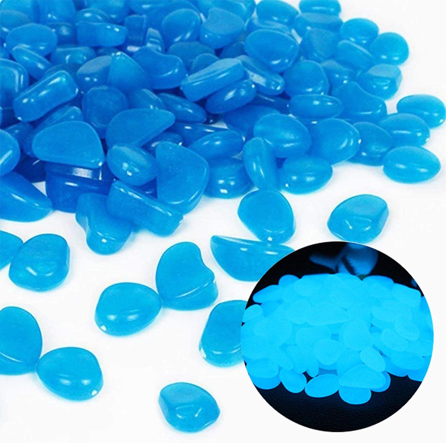 Plant Aquarium Pot - Rocas para pecera, guijarros azules brillantes